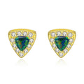 Fine Jewelry 925 Sterling Silver Natural Opal 18k Gold Stud Earrings For Women