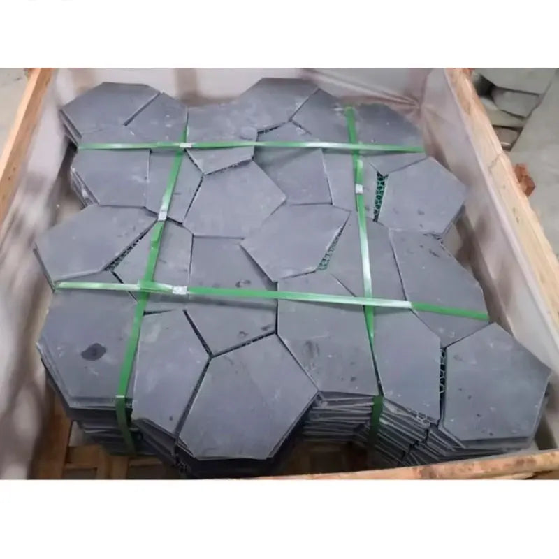 Factory Direct Natural Dark Slate Stone Mosaic Plate Outdoor Crazy Paving Tile Traditional Design High Erosion Good Price