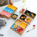 Wholesale Nordic Ceramic Combination Square Snack Bowls Customized Colorful Creative Serving Bowl for Hotel/Wedding Party/Cafe
