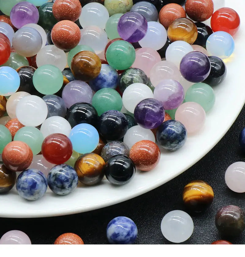 10MM Circular Natural Stone Beads Treatment Crystal Chakra Gem Rock Charm Random Mix for Necklace Earrings Jewelry