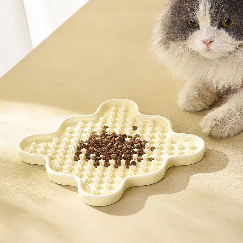 Luxury Ceramic Cat Slow Feeder Mat Anti-slip Durable Washable Healthy Square Pet Cat Licking Mat