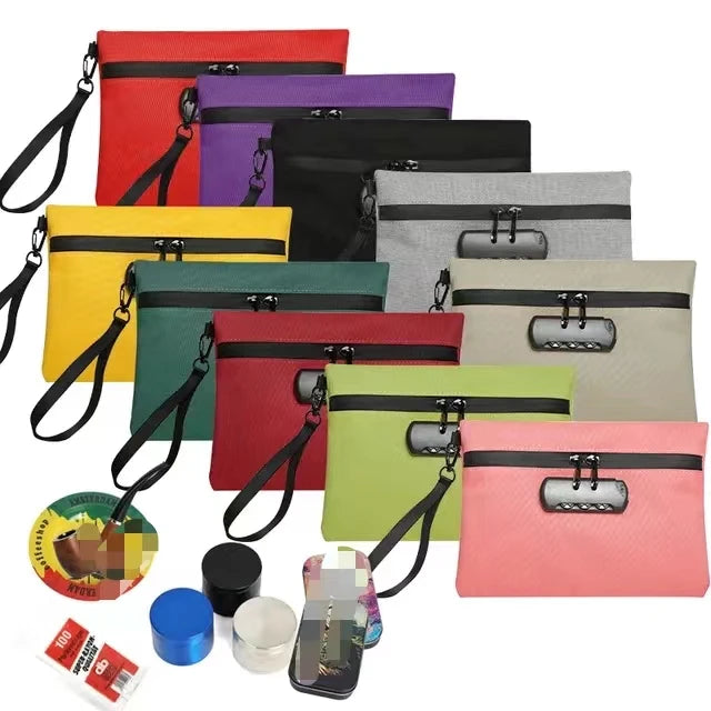 Custom Smell Proof Bag for Smoking Accessories Carbon Lined Smellproof Odor Proof Stash Travel Bags with Combination Lock