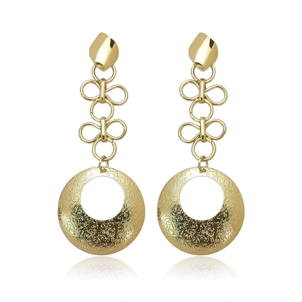 Geometric Alloy Dangle Earrings Long Metal Drop Earrings for Women High-end Statement Eardrop Fashion Jewelry Accessories