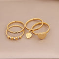 Bohemian Jewelry Women Fashion Stainless Steel 18k Gold Plated Love Heart Shape Stacking Rings