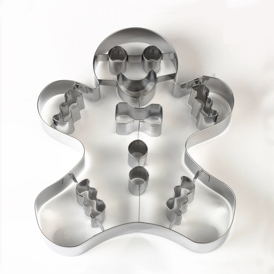Baking Tools 3D Stainless Steel Large Christmas Gingerbread Man Cookie Cutter Mold