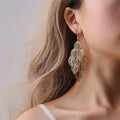 New Korean Fashion Diamond Earrings Jewelry Luxury Hollow Pattern Earrings