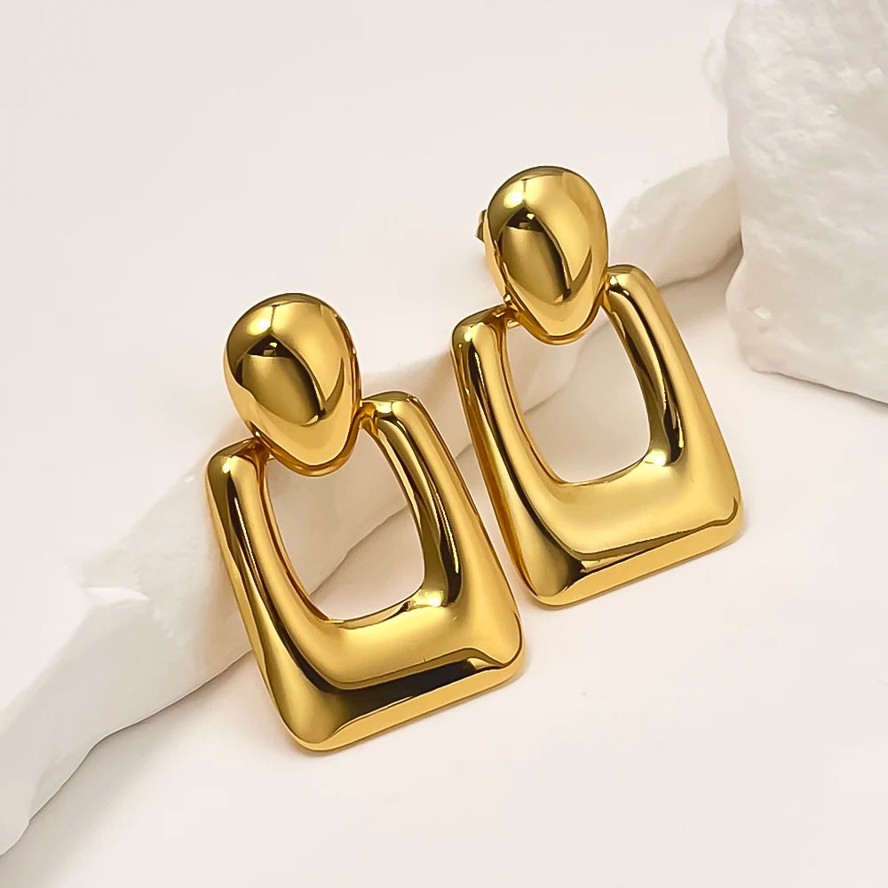 New Fashion  Women's 18K Gold Plated Stainless Steel Stud Earrings Fashion Piercings Earrings for Anniversary Occasions