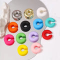Acrylic Huggie Earrings Unisex Frost Colorful Trendy Gold Plated Chunky Thick Statement Jewelry
