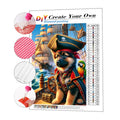 5D DIY Diamond Painting Set Printed Funny Animals & Dog Captain Pattern with AB Rhinestones for Home Decor