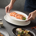 Embossed Ceramic Fish Plate Oval Pasta Spaghetti Salad Dessert Sushi Serving Show Plate Platter Restaurant Dinnerware Tableware