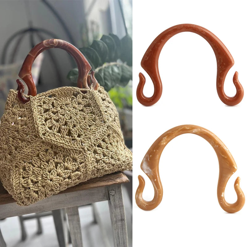 U-Shaped Acrylic Resin Hook Bag Handlehorn U-shaped Handbag Handle Replacement Suitable for DIY Woven Bags Wallets and Bags