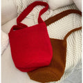 Retro Furry Women's Bucket Shoulder Bags Faux Lamb Wool Ladies Red Crossbody Bag Soft Plush Female Winter Handbags Purse Tote