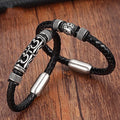 Hot Selling New Design Classic Stainless Steel Clasp Real Genuine Leather Bracelet Men Bangle Jewelry BXG121-122