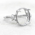 Sterling Silver 12*14mm Semi Mount Ring Empty Frame Blank Support Setting S925 Base Holder Without Center Stone for DIY Inlay