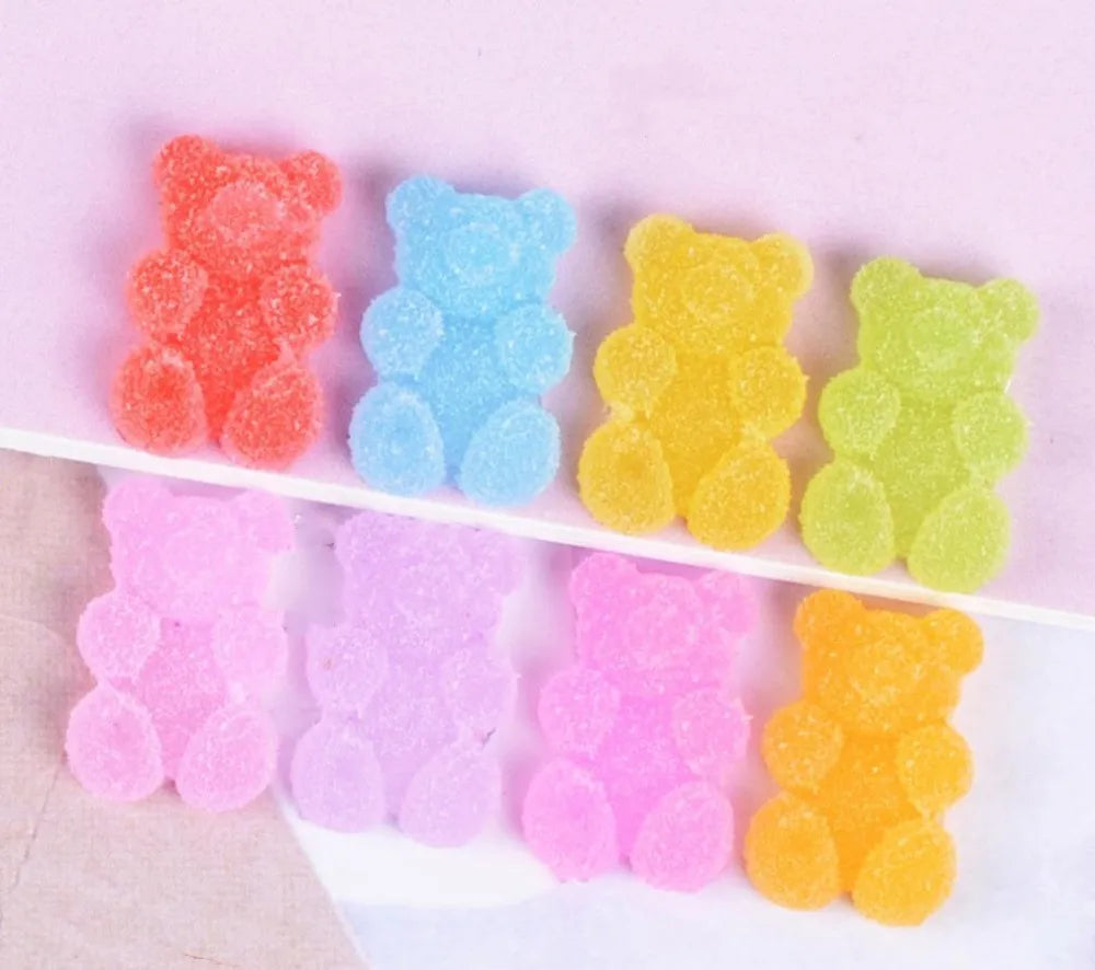 Kawaii Simulation Soft Little Bear Fudge Gummy Bear Flatback Resin Cabochons for Headwear Earrings Pendants Accessories
