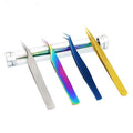 1pcs Colorful Stainless Steel Slanted Tip Eyelash Extension Tweezers Volume Eye Lashes Makeup Tool
