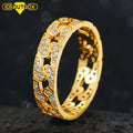 Men's Women's Gold Plated Bras AAAAA CZ Diamond Iced Out Cuban Chain Ring Gold Plated Rotating Hip Hop Ring