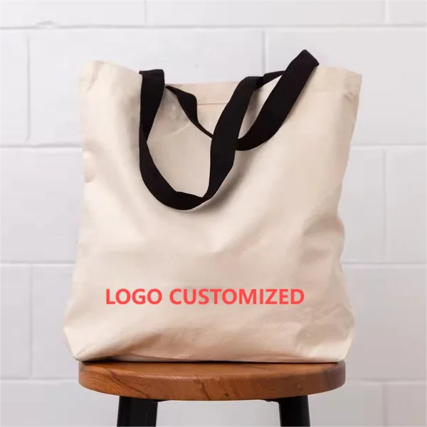 Hot Sale Reusable Eco-friendly Cotton Tote Bags Personalized Custom Logo Letter Pattern for Gift Promotions Silk Screen Printing