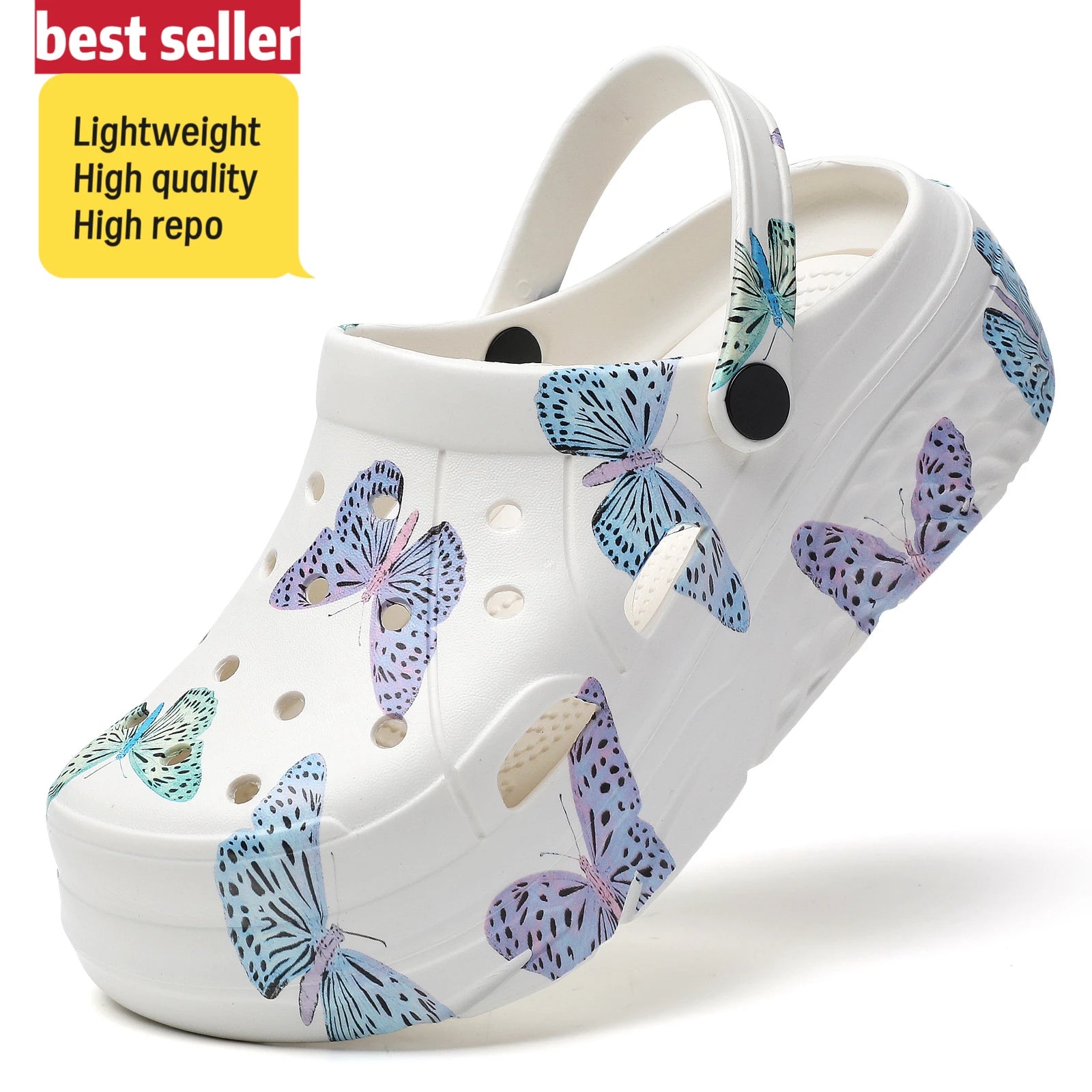 Customized EVA Printed Ladies Clogs Summer Garden Shoes Non-Slip Wedge Closed Toe Beach Outdoor Bathroom Women's Sandals
