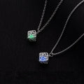 Hollow Square Tree of Life Luminous Beads Pendant Silver Chain Necklace Female Clavicle Chain Creative Jewelry for Girls