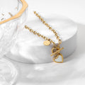 14K Gold Plated Stainless Steel Trendy Link Chain Heart Charm Necklace with Colorful Pendant for Engagement Wedding & Gift