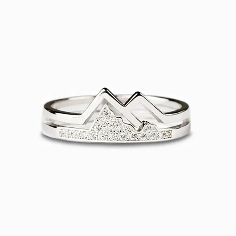 New Design Unique Fine Jewelry Women Wedding Ring 925 Sterling Silver CZ Mountain Stackable Wedding Bridal Rings