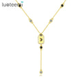 LUOTEEMI Korean Sublimation Mothers Day Necklace 18K Gold Plated Fashion CZ Pendants Necklaces