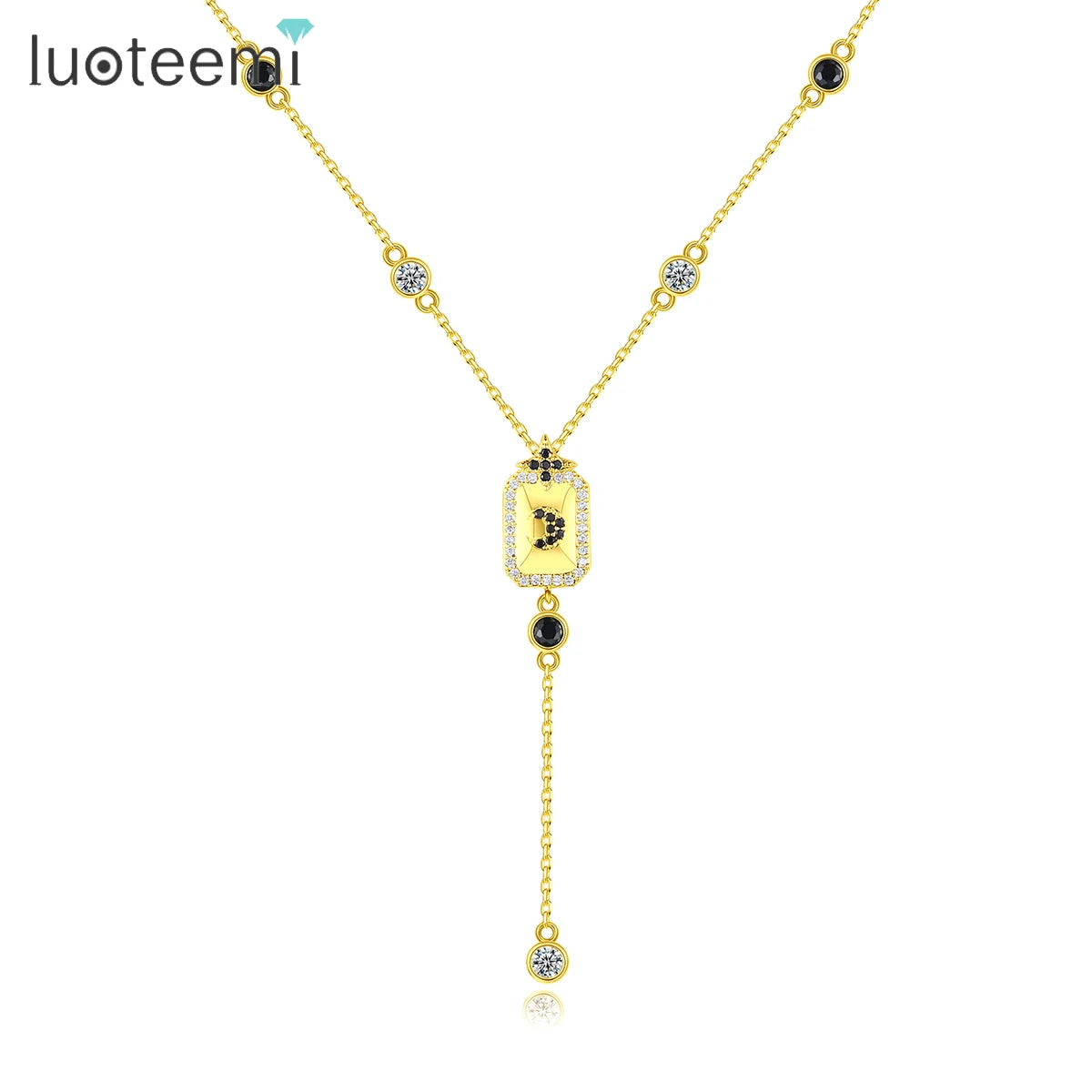 LUOTEEMI Korean Sublimation Mothers Day Necklace 18K Gold Plated Fashion CZ Pendants Necklaces