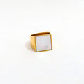 High End 18K Gold Plated Square Big Shell Stainless Steel Finger Rings for Women Stainless Steel Jewelry Chunky Rings for Women