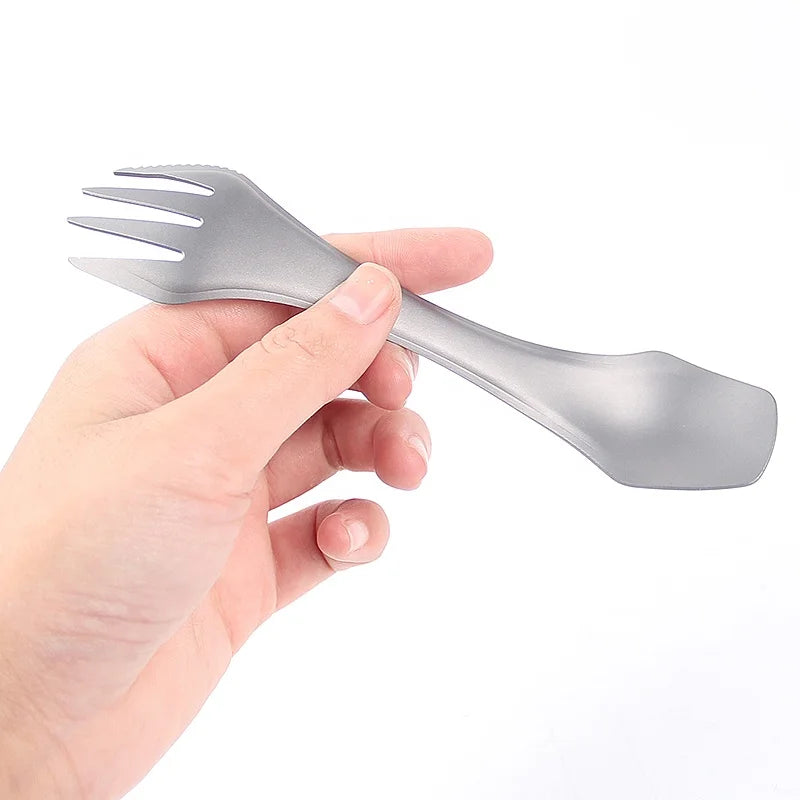 Portable Titanium Spoon Fork Knife Multi-purpose EDC Long Handle Spoons Useful Outdoor Picnic Titanium Spork Camping Tableware