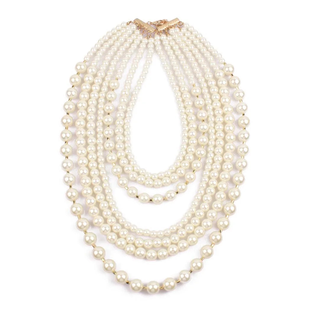 ROMANTIC Fashion Promotional Multi-layer Cheap Pearl Necklace and Earring Sets