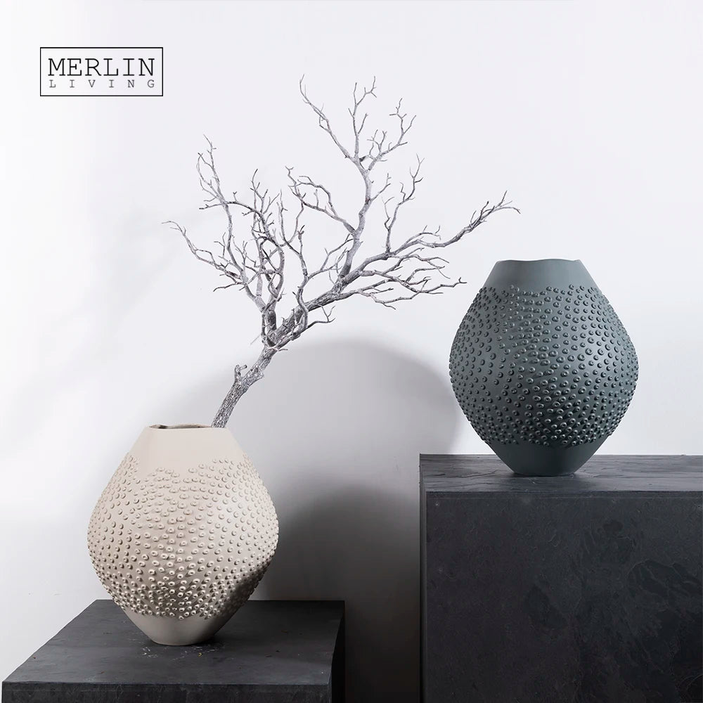 Merlin Living Ceramic Flower Vase Matte Textured Vase Little Raindrop Fancy Creative Art Home Decor for Nordic Vase