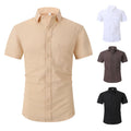 Wholesale High Quality Summer Simple New Flax Ice Cool Light Breathable Solid Color Half-sleeve Linen Shirt