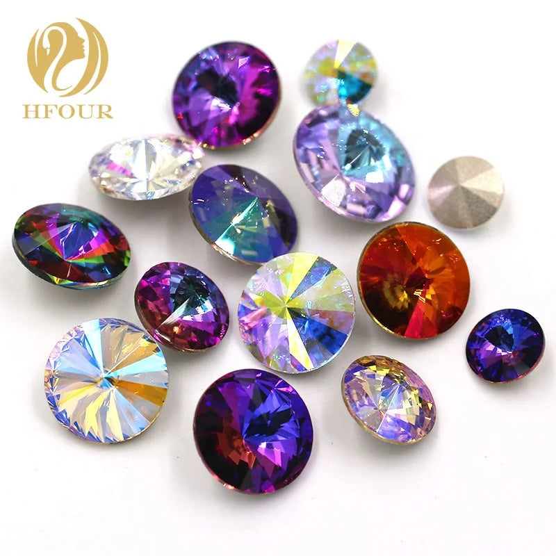 High Quality Round Shape Crystal AB Glass Point Loose Rhinestones for Dress