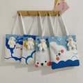YIMYIK Korean Latest 2022 Large Capacity Canvas Bag Ins Sweet Bear Printing Students Shoulder Bag
