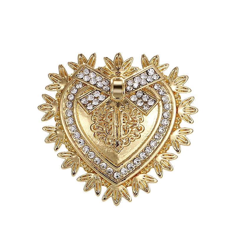 New Arrival Gold-Colored Peace Ribbon Brooch Pins Heart Shape for Parties Weddings Engagements Gifts for Children's Jewelry