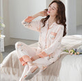 Women's Spring Autumn Winter Silk Pajamas  Long Sleeved Pants  Plus Size Home Clothes
