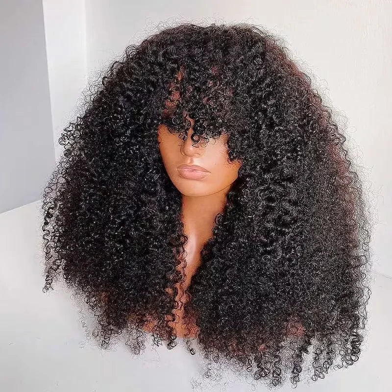 Machine Afro Kinky Curly Human Hair Wig for Black Women 250% Factory Wholesale Cheap Wigs