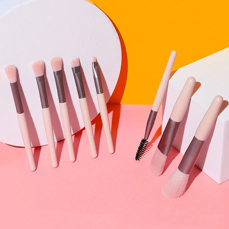 8pcs Eye Makeup Brush Set Custom Logo Portable Cosmetic Brushes Small Travel Makeup Brush Set With Bag
