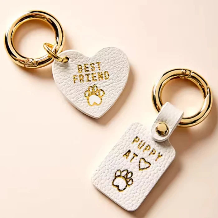 Customized Leather Pet Collar Charm Personalized Quiet Dog Tag  Pendant PU Leather Pet Collar Tags Pets Identification Label