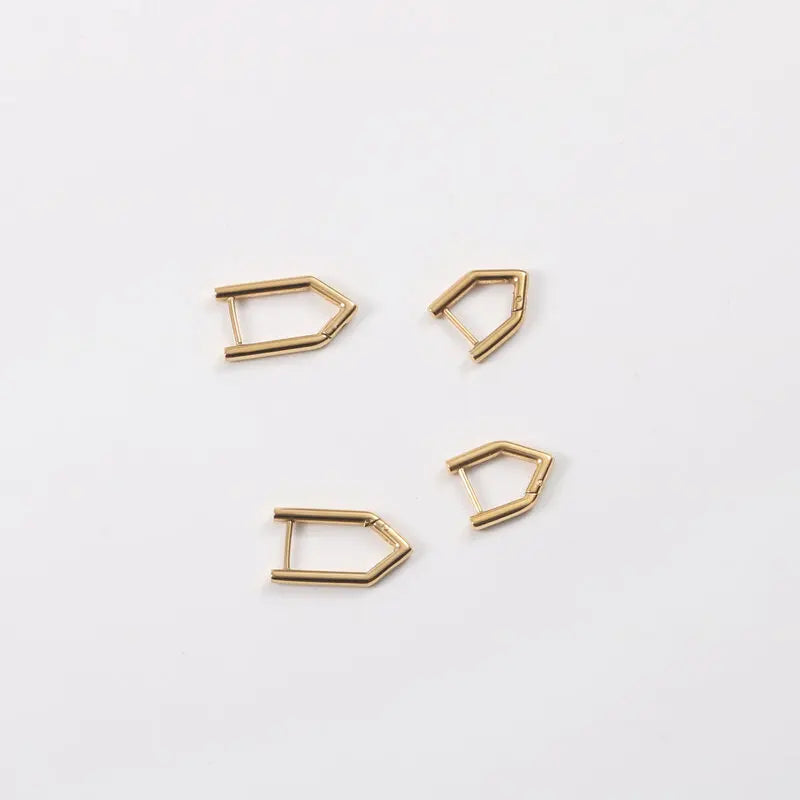 Fenny 18K Gold-plated Wholesale No Fade Versatile Simple Geometric Pentagon Huggie Stainless Steel Earring for Women