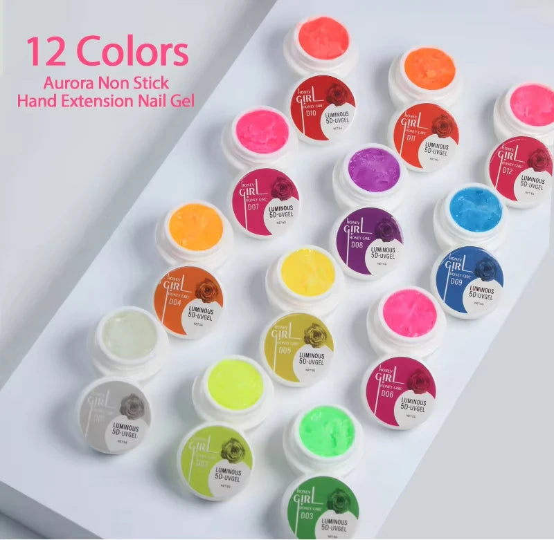 HONEY GIRL 5D Pudding Nail Carving Gel Translucent UV Gel Polish for Manicure Emboss DIY Drawing Decorations Translucent Polish