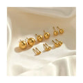 Round Bead Stud Earrings 18K Gold Plated Stainless Steel Mini Simple Multi-size Beaded Stud Earring