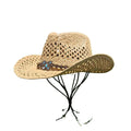 Shapable Brim Straw Cowboy Hat Hollowed Summer Sun Women Straw Hats Wide Brim Beach Cowgirl Hats Sombreros