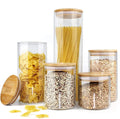250ml 750ml 900ml 2100ml Custom Airtight Food Storage Glass Canister Set Spice Jar Glass Storage Containers with Bamboo Lids