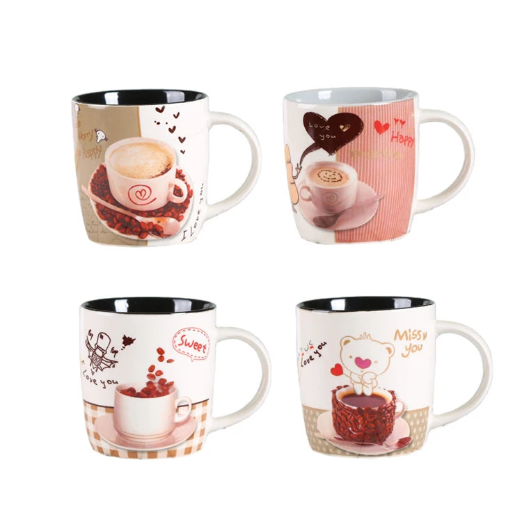 Custom Decals Printed Valentine's Day Gift Coffee Cups Couples Ceramic Mug Cute Water Cup Coffee Cup