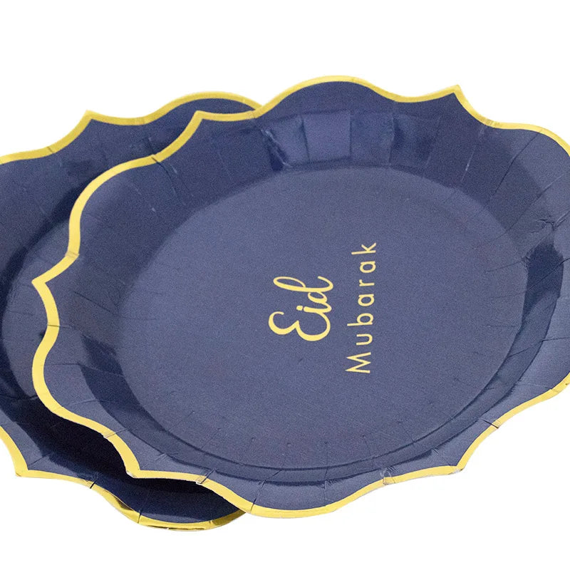 616223 Disposable Islamic Style Paper Plate 9inch 8pcs Festival Celebration Eid Mubarak Ramadan Eid Decoration Party Supplies