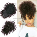 10-inch Kinky Curl Afro Chignon Elastic Drawstring Messy Bun with Bangs Mixed Color Synthetic Hair Clip-in for Girls