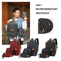 3-in-1 Waterproof Oxford Student School Backpack with Physiological Curve Back 36-59L Large Capacity Lightweight MegaBDM
