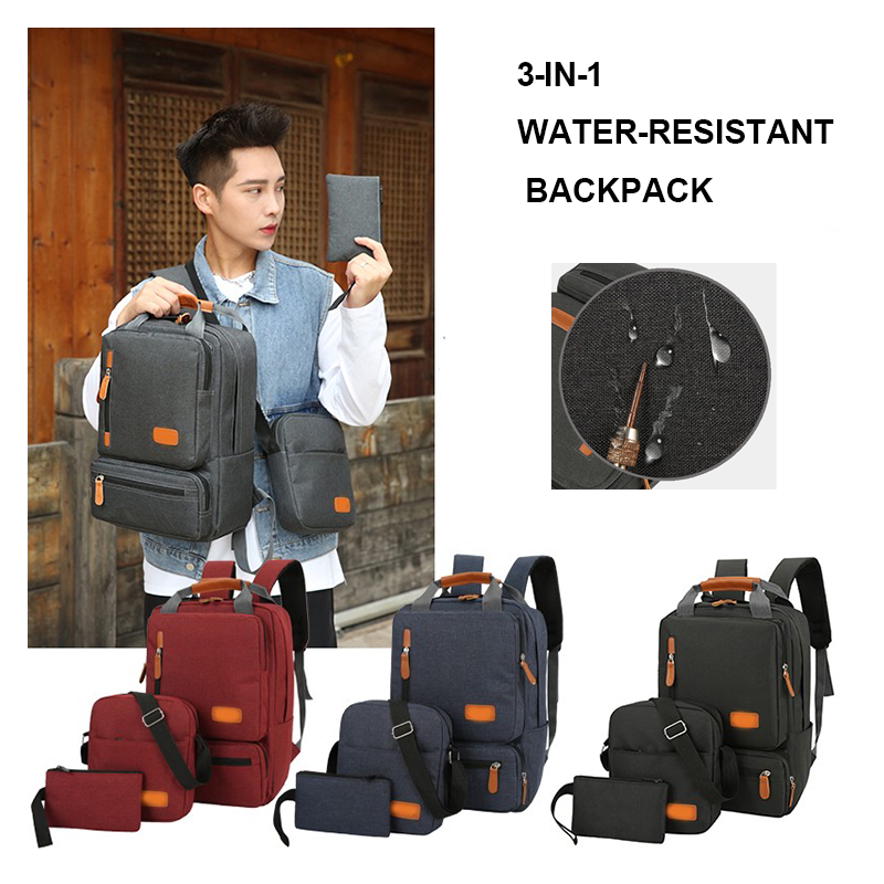 3-in-1 Waterproof Oxford Student School Backpack with Physiological Curve Back 36-59L Large Capacity Lightweight MegaBDM